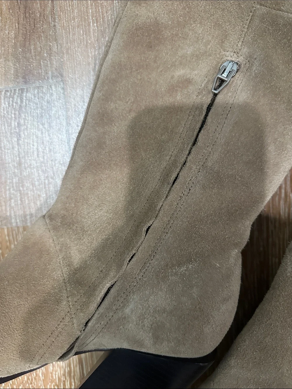 Dolce Vita Taupe Suede Over-the-Knee Block Heel Boots. Made in Brazil - Picture 6 of 9